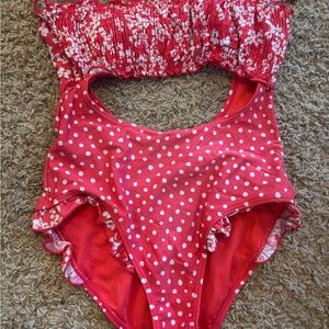 Kohl's Red and White Polka Dot One-Piece Swimsuit